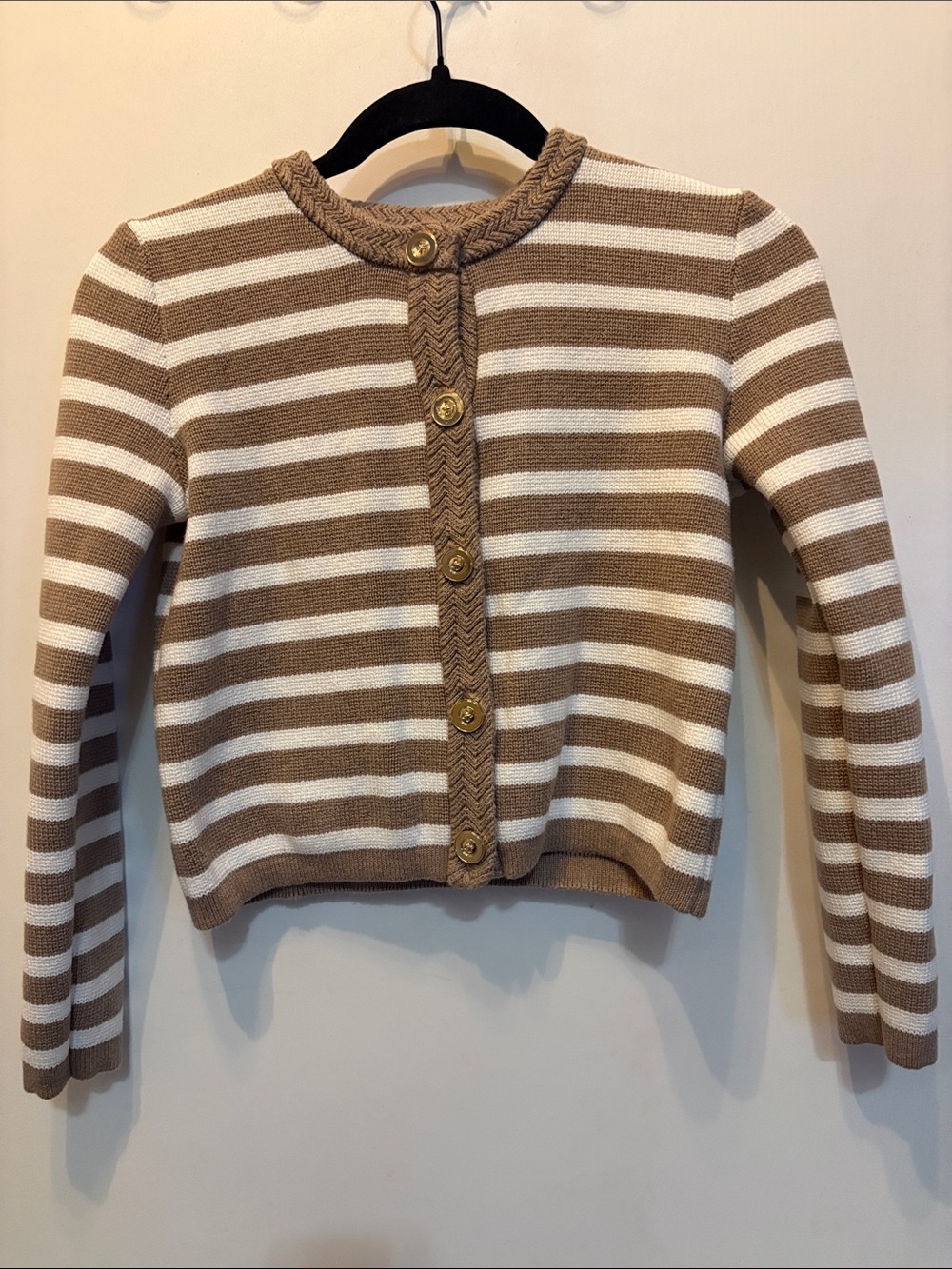 J. Crew Striped Knit Cardigan in Cream and Tan Size XXS